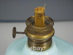 Antique miniature kerosene oil lamp with shade, ACME light blue