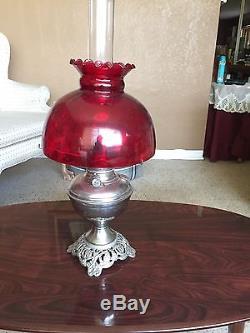 Antique oil lamp, Plume & Atwood Royal center draft oil lamp