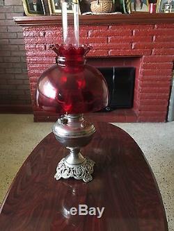 Antique oil lamp, Plume & Atwood Royal center draft oil lamp