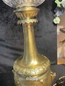 Antique oil lamp, electrified. Refurbished. Parlor lamp