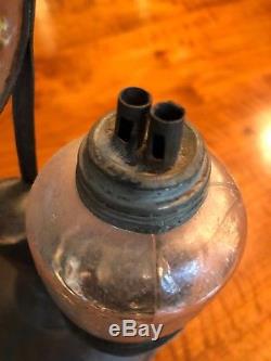 Antique tin whale oil lens lamp ca. 19th century great form in perfect condition
