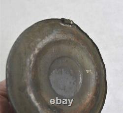 Antique tin whale oil straight candle stick lamp finger loop rare early 19th c
