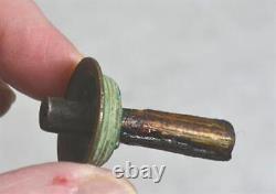 Antique tin whale oil straight candle stick lamp finger loop rare early 19th c