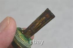 Antique tin whale oil straight candle stick lamp finger loop rare early 19th c