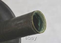 Antique tin whale oil straight candle stick lamp finger loop rare early 19th c