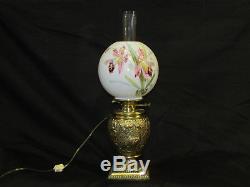 Antique victorian lamp aesthetic banquet oil GWTW Orchid shade 19th century