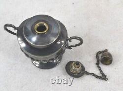 Antique whale oil lamp small urn shape 2.5 in silver metal 19th c original