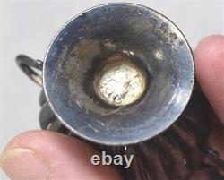 Antique whale oil lamp small urn shape 2.5 in silver metal 19th c original