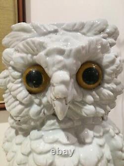 Antique white porcelain Large owl 13 oil lamp Meissen