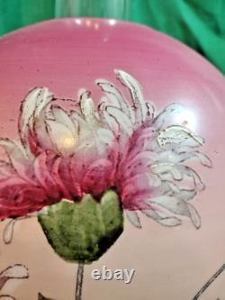 Antq Victorian Oil or Parlor Lamp Hand Painted converted to electric rewired
