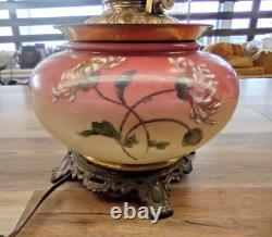 Antq Victorian Oil or Parlor Lamp Hand Painted converted to electric rewired
