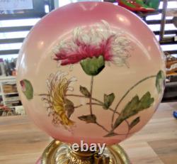 Antq Victorian Oil or Parlor Lamp Hand Painted converted to electric rewired