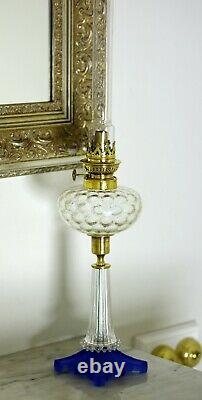 Art Deco Moulded & Optic Glass Kerosene Oil Lamp