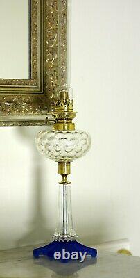 Art Deco Moulded & Optic Glass Kerosene Oil Lamp