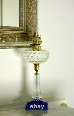 Art Deco Moulded & Optic Glass Kerosene Oil Lamp