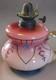 Art Deco Painted flowers Blown Pontil Pink Finger Oil Lamp 5