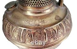 Atq 1890's Bradley & Hubbard Embossed Kerosene Oil Lamp Converted Wall Sconce