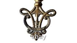 Atq 1890's Bradley & Hubbard Embossed Kerosene Oil Lamp Converted Wall Sconce