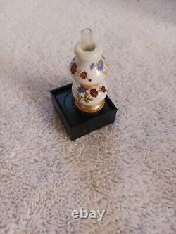 Atq Hand Painted Roses Milk Glass Embossed Miniature Oil Lamp Hulsebus