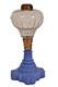 Atterbury Oil Lamp EAPG Clear Font & RARE Lavender Blue Glass Base c1860-1870