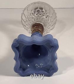 Atterbury Oil Lamp EAPG Clear Font & RARE Lavender Blue Glass Base c1860-1870