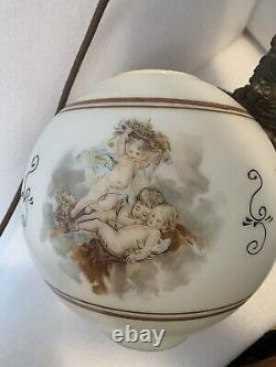 B And H Antique Parlor Banquet Cherub Oil Conversion To Electric Lamp 38