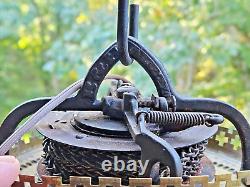 B&H 14 Hanging Oil Lamp Chain Prisms Glass Matching Font Floral Antique NICE