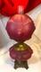 B&H Bradley Hubbard Lions Head GWTW Red Frosted Oil Kerosene Lamp Electrified