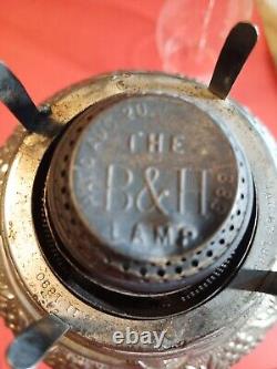 B&H Bradley Hubbard Oil Lamp Embossed 1890s Victorian Style Antique