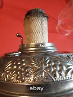 B&H Bradley Hubbard Oil Lamp Embossed 1890s Victorian Style Antique