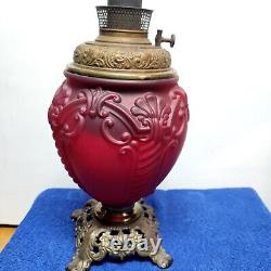 B H Oil Lamp Ruby Red Victorian Era