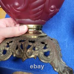 B H Oil Lamp Ruby Red Victorian Era