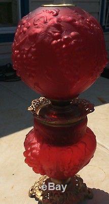 B&H Red Gone With the wind oil lamp kerosene Bradley And Hubbard