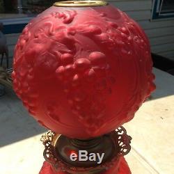B&H Red Gone With the wind oil lamp kerosene Bradley And Hubbard