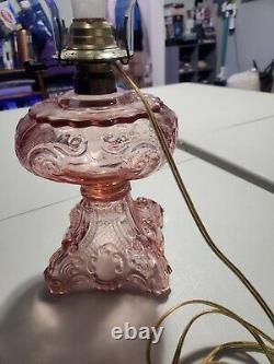 B & P Princess Feather Oil Lamp Converted To Electric Bulb Included Pink