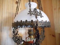 Beautiful 4ft Antique Figural Hanging Chandelier Kerosene Oil Light Lamp Amazing