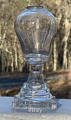 Beautiful Antique 19th C. Boston Sandwich Blown & Pressed Glass Whale Oil Lamp