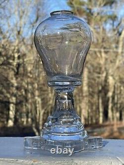 Beautiful Antique 19th C. Boston Sandwich Blown & Pressed Glass Whale Oil Lamp