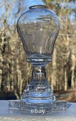 Beautiful Antique 19th C. Boston Sandwich Blown & Pressed Glass Whale Oil Lamp