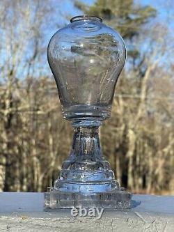 Beautiful Antique 19th C. Boston Sandwich Blown & Pressed Glass Whale Oil Lamp