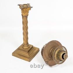 Beautiful Antique Brass Banquet Parlor Pedestal Oil Lamp Intricate & Ornate