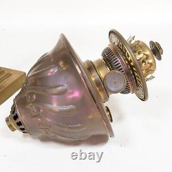 Beautiful Antique Brass Banquet Parlor Pedestal Oil Lamp Intricate & Ornate