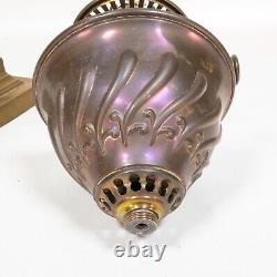 Beautiful Antique Brass Banquet Parlor Pedestal Oil Lamp Intricate & Ornate