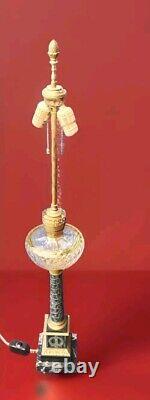 Beautiful Antique Neoclassical Marble Converted Oil Lamp Yellow Colored Crystal