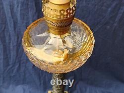 Beautiful Antique Neoclassical Marble Converted Oil Lamp Yellow Colored Crystal
