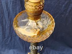 Beautiful Antique Neoclassical Marble Converted Oil Lamp Yellow Colored Crystal