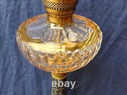 Beautiful Antique Neoclassical Marble Converted Oil Lamp Yellow Colored Crystal
