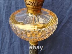 Beautiful Antique Neoclassical Marble Converted Oil Lamp Yellow Colored Crystal