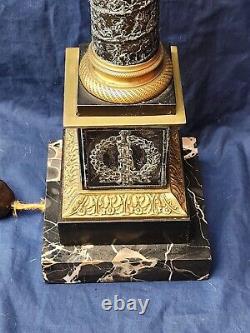 Beautiful Antique Neoclassical Marble Converted Oil Lamp Yellow Colored Crystal