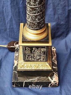 Beautiful Antique Neoclassical Marble Converted Oil Lamp Yellow Colored Crystal